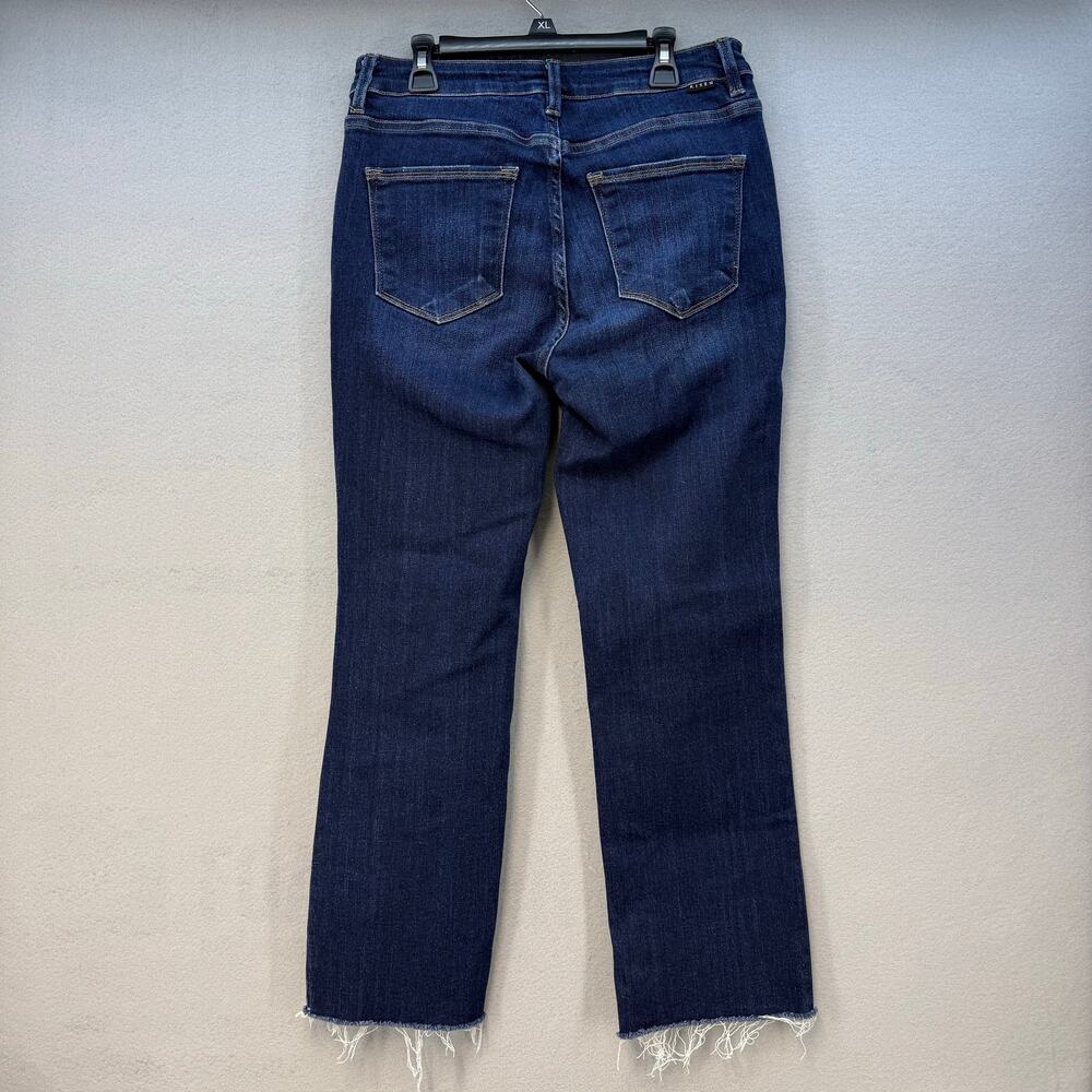 Risen Jeans Women's 9/29 Dark Blue Bootcut Raw Hem High Rise Fit EUC - Picture 2 of 14